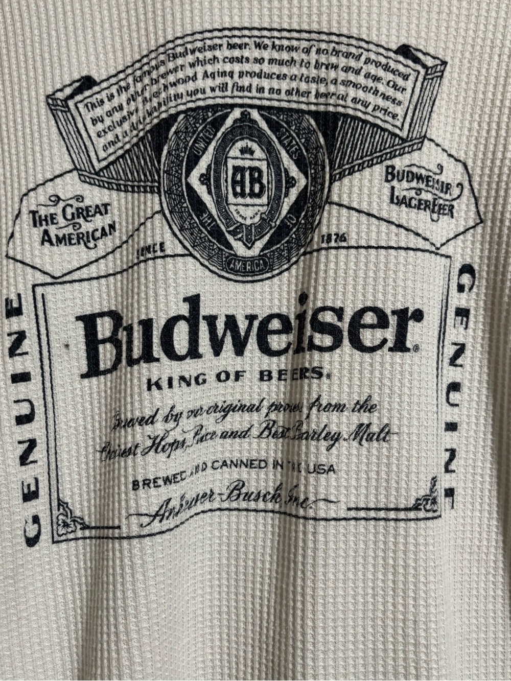 Budweiser White Waffle-Knit Crewneck Sweatshirt - Picture 2 of 4